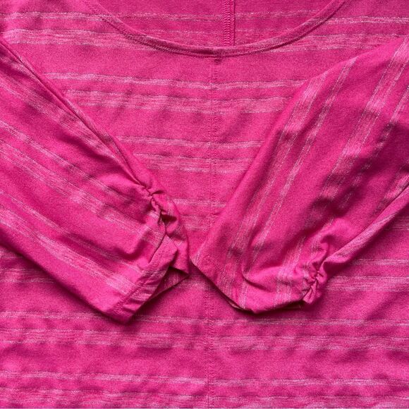 Athleta Pink Shimmer Stripe Dory Dolman Tunic Top - Size: Small - Picture 5 of 6